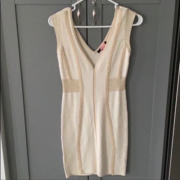 Gold and Beige Hot Miami Styles bandage dress - Picture 3 of 3